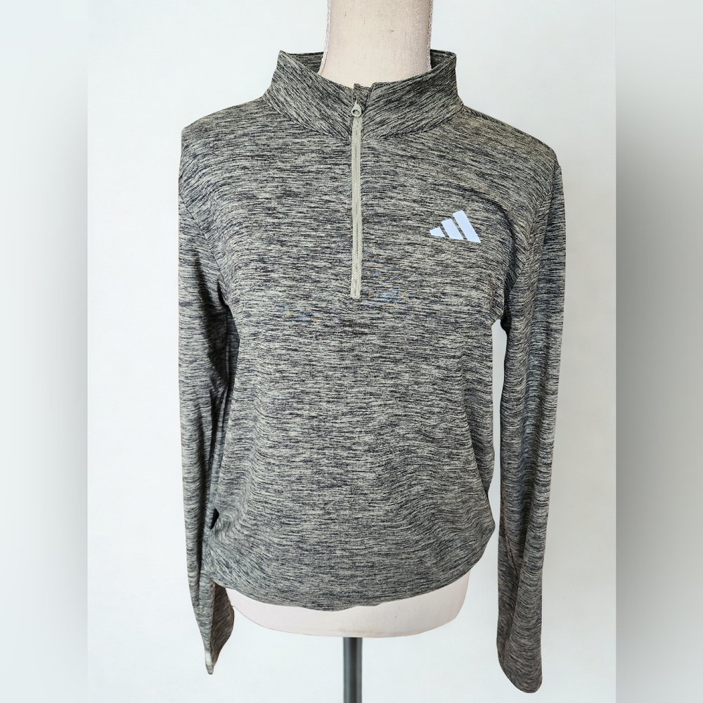 Adidas Men'sHeathered Gray Quarter-Zip Sweater